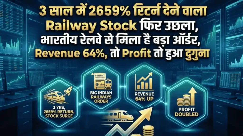 3 साल में 2659% रिटर्न देने वाला Railway Stock फिर उछला, भारतीय रेलवे से मिला है बड़ा ऑर्डर, Revenue 64%, तो Profit तो हुआ दुगुना