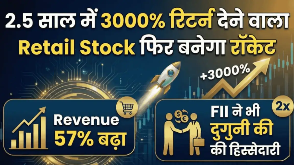 2.5 साल में 3000% रिटर्न देने वाला Retail Stock फिर बनेगा रॉकेट, Revenue 57% बढ़ा और FII ने भी दुगुनी की हिस्सेदारी