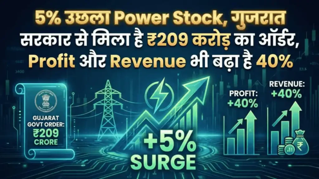 5% उछला Power Stock, गुजरात सरकार से मिला है ₹209 करोड़ का ऑर्डर, Profit और Revenue भी बढ़ा है 40%