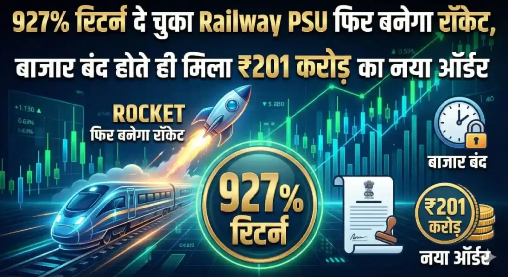 927% रिटर्न दे चुका Railway PSU फिर बनेगा रॉकेट, बाजार बंद होते ही मिला ₹201 करोड़ का नया ऑर्डर